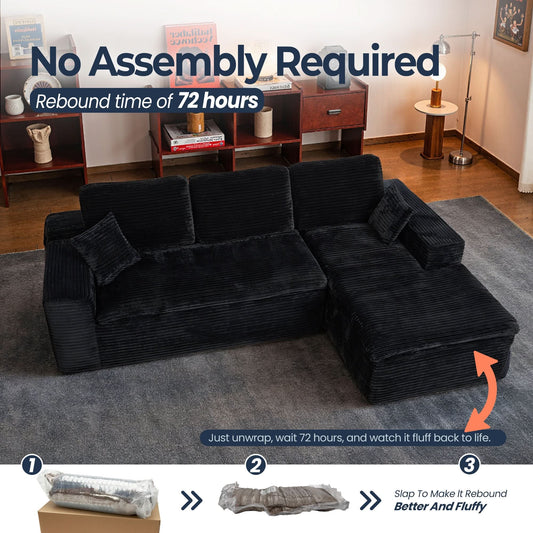OVIOS 105" Modular L-Shape Sectional Sofa with Chaise, Deep Seat Cloud Couch